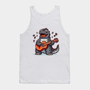 Godzilla playing a guitar Tank Top